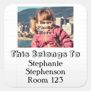 Custom Photo Personalized Name Kids School Label
