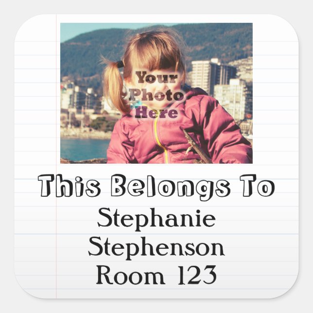 Custom Photo Personalized Name Kids School Label (Front)