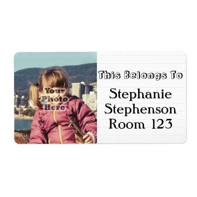 Custom Photo Personalized Name School Bookplate (Front)