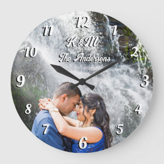 Custom photo personalized name white letters large clock