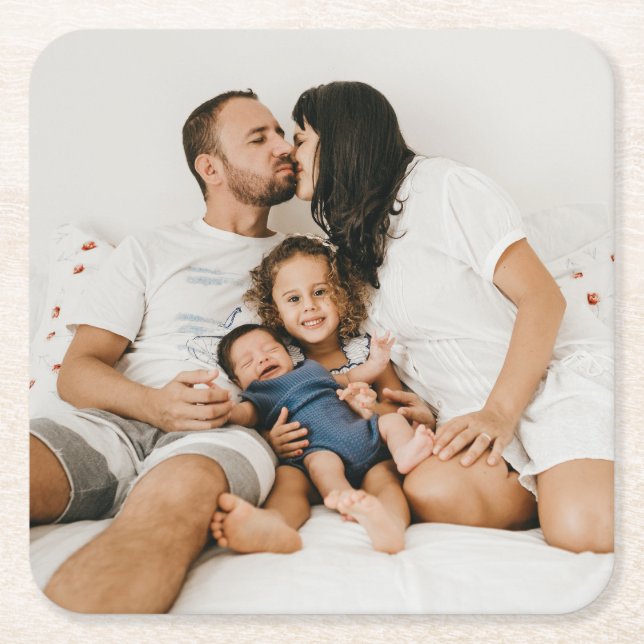Custom Photo Personalized Square Paper Coaster (Front)