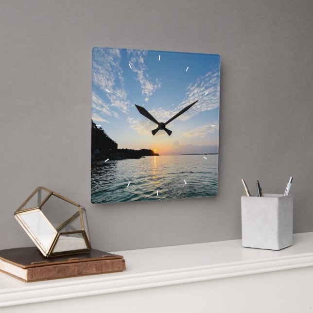 Custom Photo Personalized Square Wall Clock (Office)