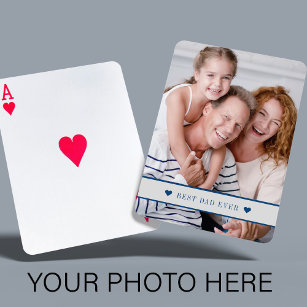 Custom photo personalized text family modern playing cards