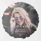 Custom Photo Personalized White Script Graduation