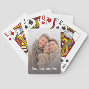 Custom Photo Personalized White Text Playing Cards