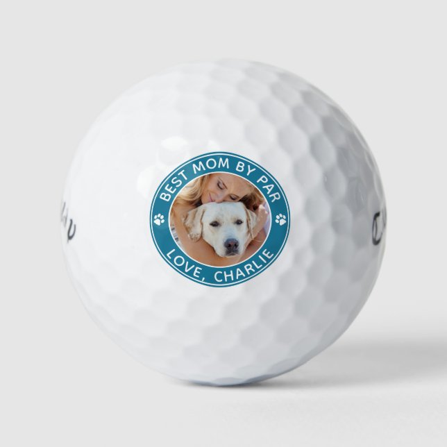 Custom Photo Pet Best Mom By Par Dog Mom Golf Balls (Front)