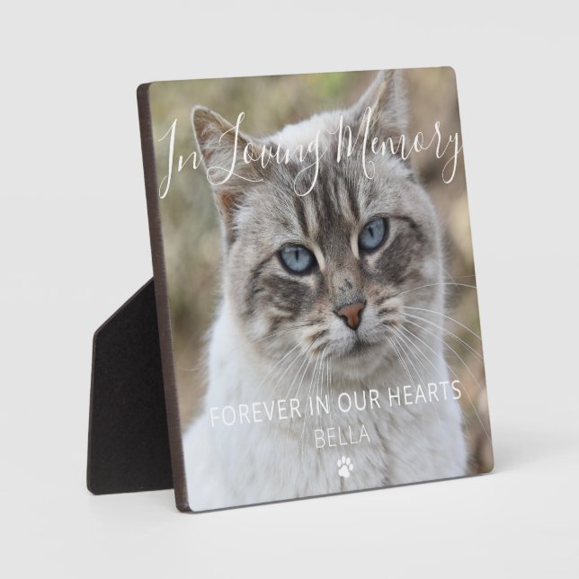 Custom Photo Pet Cat Memorial Keepsake Plaque (Front)