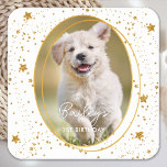 Custom Photo Pet Dog Birthday Gold Glitter Stars Square Paper Coaster<br><div class="desc">Puppy Pawty ! Add the finishing touch to your puppy or dogs birthday with this elegant gold custom pet photo and glitter stars party napkins. Add your pup's favourite photo and personalize with name, age birthday! See out Puppy Dog birthday collection for matching birthday invitations, party decor, favours, and gifts....</div>