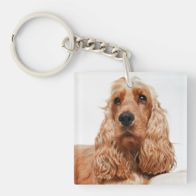 Custom Photo Pet Dog Keepsake Keychain (Front)