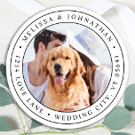 Custom Photo Pet Dog Return Address Label<br><div class="desc">Add the finishing touch to your wedding invitations with these custom photo, and personalized address labels. Customize with your favourite photo, names, and address. These simple address labels can be used for any and all occasions. COPYRIGHT © 2020 Judy Burrows, Black Dog Art - All Rights Reserved. Custom Photo Pet...</div>