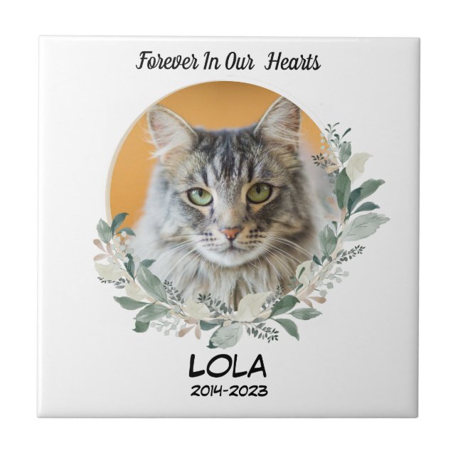 Custom Photo Pet Memorial Stone Loss of Cat Tile (Front)