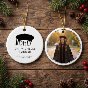 Custom Photo PhD Doctoral Degree Graduation Ceramic Ornament