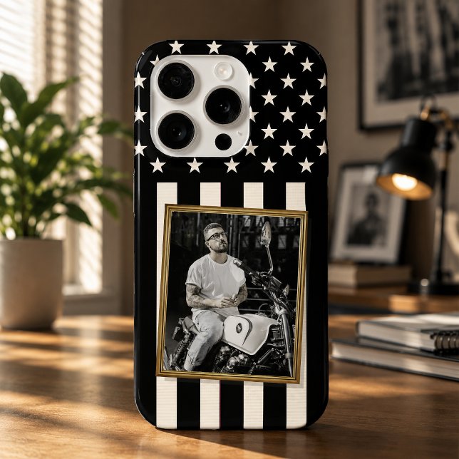 Custom Photo Phone Case, USA Flag Patriotic iPhone Case (Custom Photo Phone Case, USA Black Flag Patriotic iPhone Case)