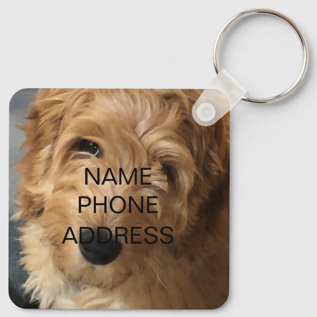 Custom photo picture name contact info monogram keychain (Back)
