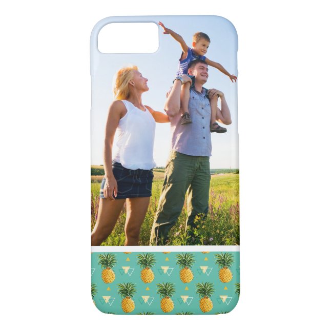 Custom Photo Pineapples On Geometric Pattern Case-Mate iPhone Case (Back)