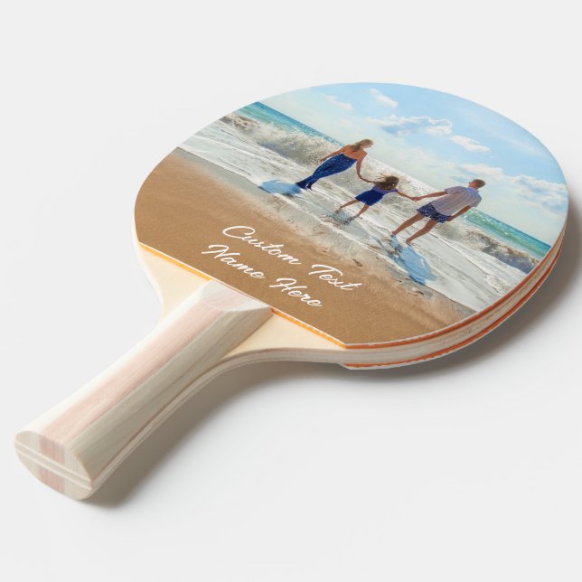 Custom Photo Ping Pong Paddles Personalized Text (Front Angle)