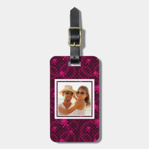 Custom Photo Pink Emo Pattern With Circles Luggage Tag