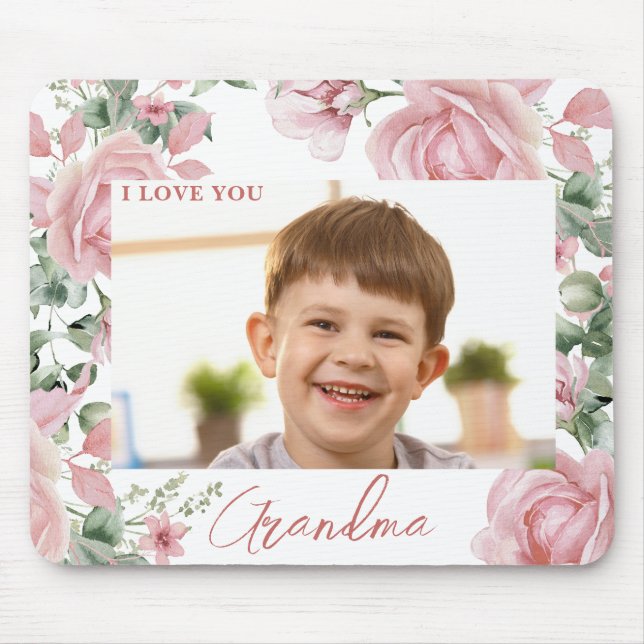 Custom Photo Pink Rose  Mouse Pad (Front)