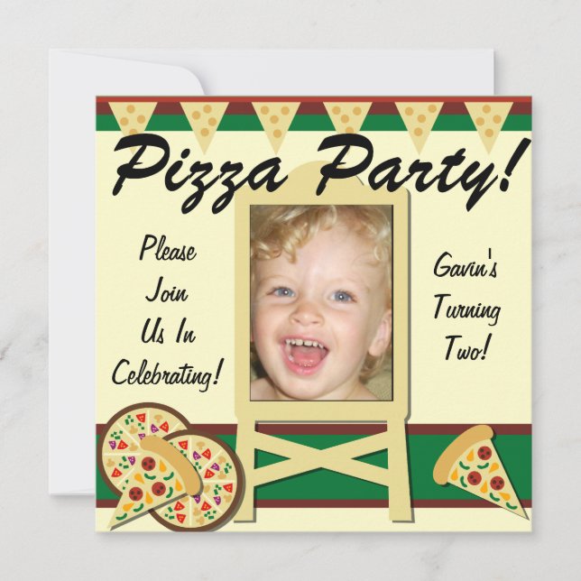 Custom Photo Pizza Party Invitations (Front)