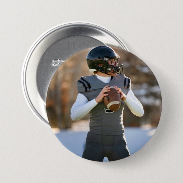 Custom Photo Player Game Day Personalized Sport 3 Inch Round Button (Front & Back)
