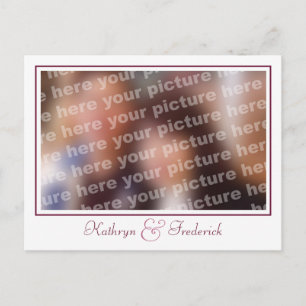 Custom photo plum wedding save the date postcards
