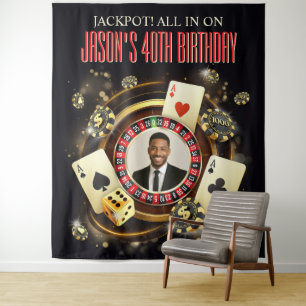 Custom Photo Poker Casino Decor, Casino Birthday Tapestry