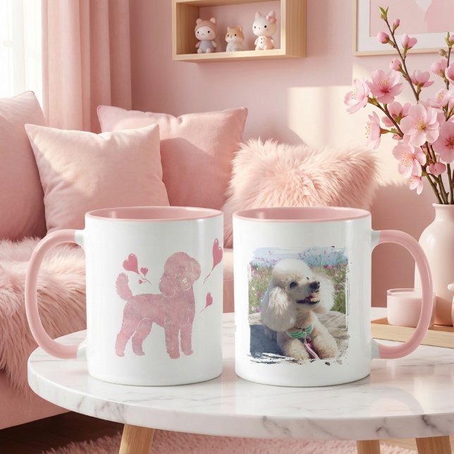 Custom Photo Poodle Valentine Mug with Name (Creator Uploaded)