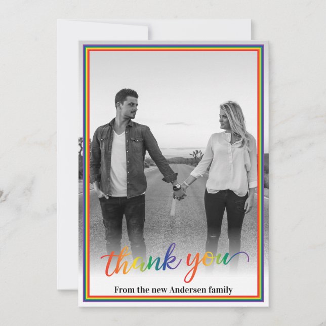 Custom Photo Pride Rainbow Frame Thank You (Front)