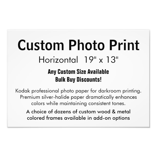 Custom Photo Print - Horizontal 19" x 13" (Front)