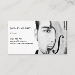 Custom Photo Professional Musician Modern Black Business Card
