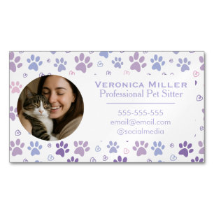 Custom Photo Professional Pet Sitter Magnetic Business Card