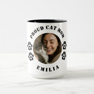 Custom Photo Proud Cat Mom Coffee Mug