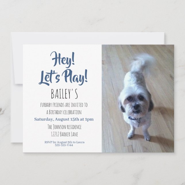 Custom Photo Puppy Dog Birthday Party Invitation (Front)