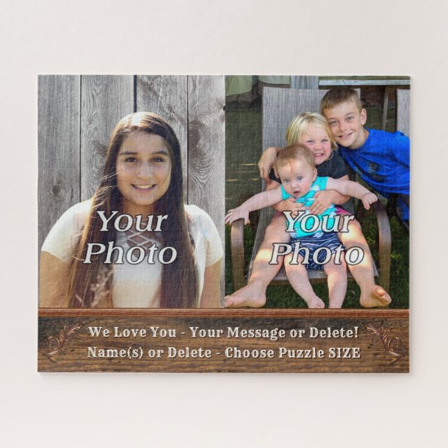 Custom Photo Puzzle 500 Piece, 2 Pictures and Text (Horizontal)