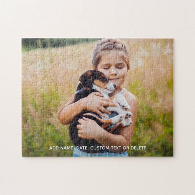 Custom Photo Puzzle With Custom Text Dog Child etc (Horizontal)
