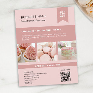 Custom Photo QR Bakery Pink Flyer