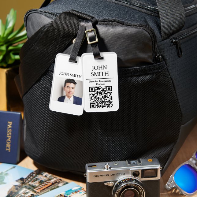 Custom Photo & QR Code Luggage Tag (Front & Back)