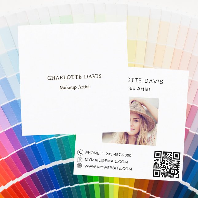 Custom photo Qr code modern brand colour  Square Business Card (Creator Uploaded)