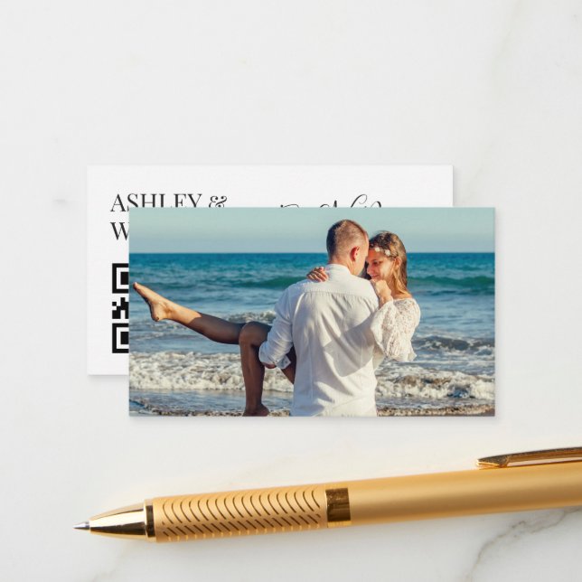 Custom Photo QR Code RSVP Enclosure Card (Front/Back In Situ)