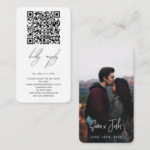 Custom Photo QR Code Wedding Website RSVP Card 
