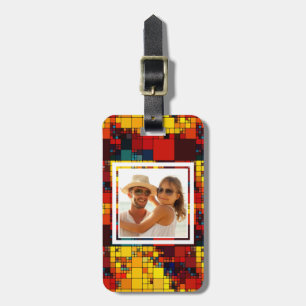 Custom Photo rainbow geometric pattern Luggage Tag