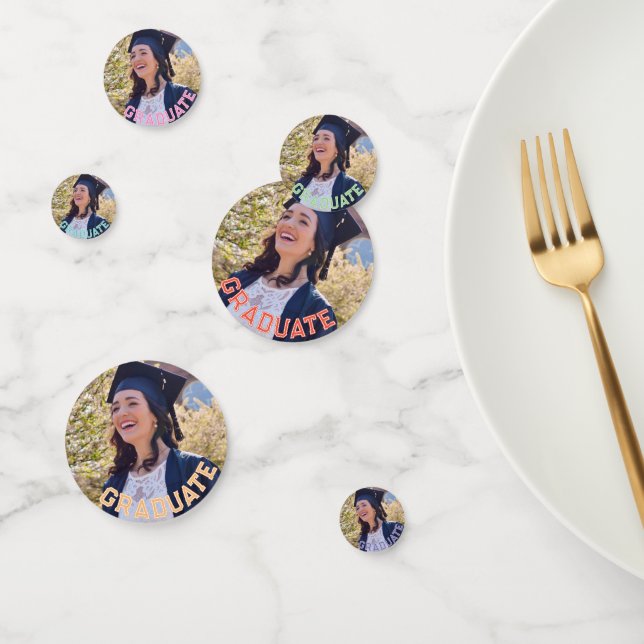 Custom Photo Rainbow Graduation Party Table Confetti (Group)