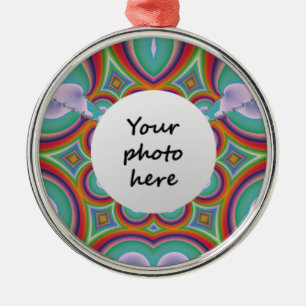 Custom Photo Rainbow Psychedelic Art Metal Ornament