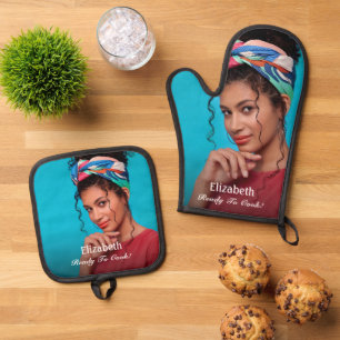  Custom Photo Ready To Cook Personalize Oven Mitt & Pot Holder Set