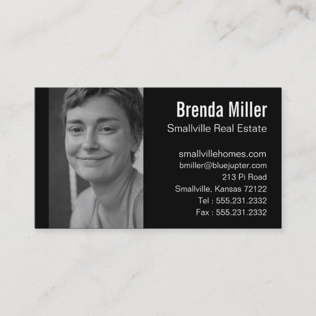 Custom Photo Real Estate Business Black White Card (Front)