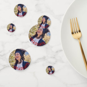 Custom Photo Red Graduation Party Table Confetti