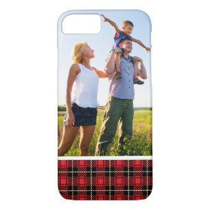 Custom Photo Red Plaid Background Case-Mate iPhone Case