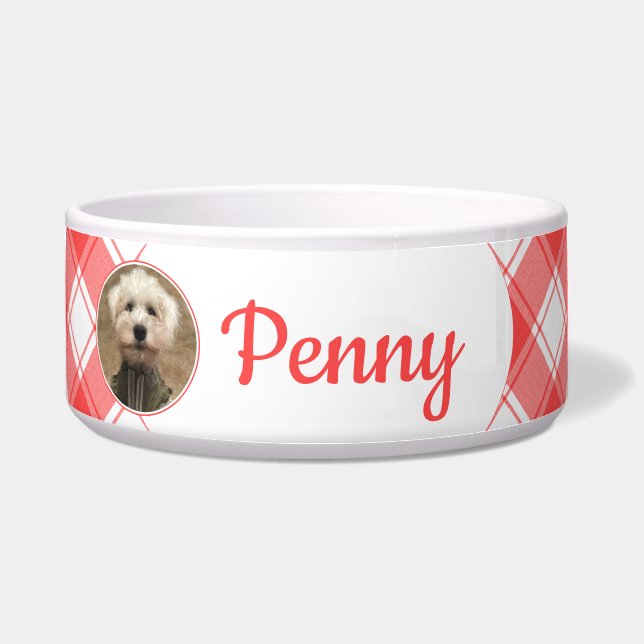 Custom Photo Red & White Country Farmhouse Plaid (Front)