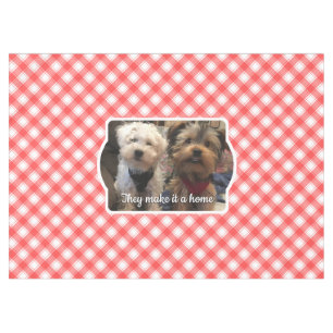 Custom Photo Red & White Country Farmhouse Plaid Tablecloth
