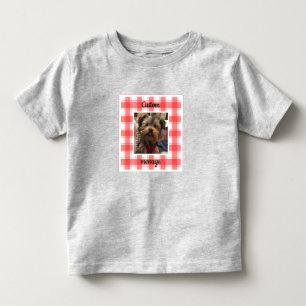 Custom Photo Red & White Country Farmhouse Plaid Toddler T-shirt